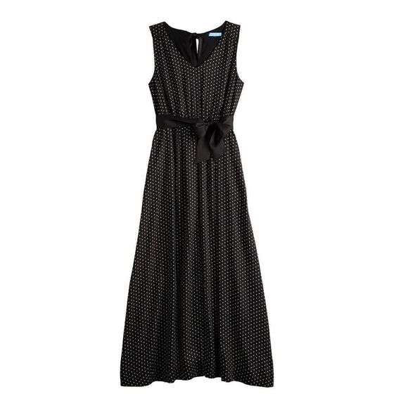 Draper James RSVP Women’s Small Fit and Flare Maxi Dress Black Seamless V Neck - Picture 3 of 14